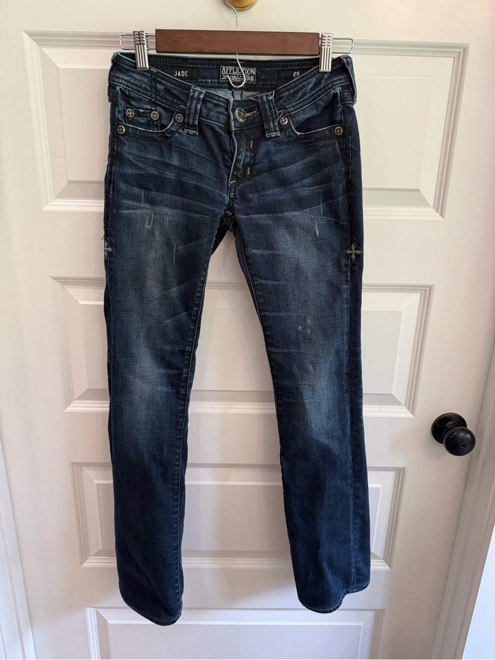 Affliction Jade Black Premium Bootcut Jeans Y2K Mall Goth Cyber Grunge 25L